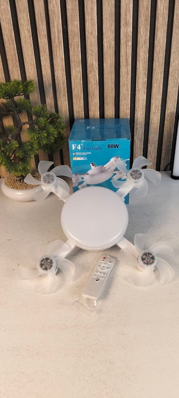 Ventilateur de Plafond LED Drone F4 avec Télécommande et Variateur - مروحة سقف ومصباح بتصميم الدرون مع ريموت كنترول - Produits de saison - صورة حقيقية 12