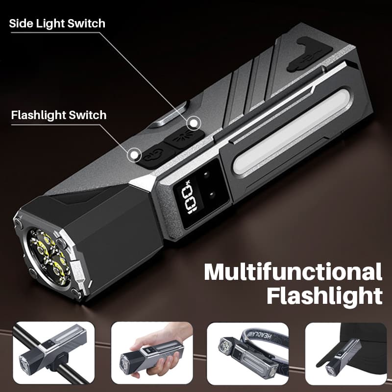Lampe de Travail LED Multifonction T130 Éclairage Latéral RGB et Écran LCD - مصباح العمل الذكي متعدد الوظائف بمغناطيس - Camping et Randonnée - صورة 7