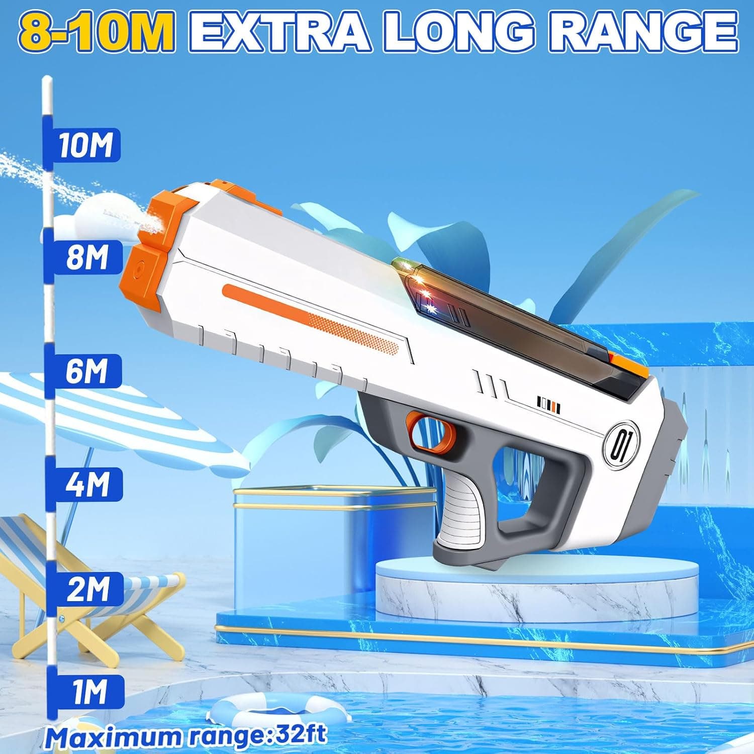 Pistolet à Eau Électrique Automatique Recharge Rapide Portée Longue Distance (8-10m) - مسدس الماء الكهربائي أوتوماتيكي التعبئة وبعيد المدى - Jouet & Gaming - صورة 5