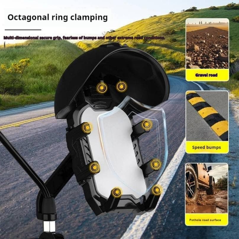 Support Téléphone pour Moto et Vélo avec Mini-Casque Pare-Soleil - حامل الهاتف الذكي للدراجات النارية والهوائية مع واقية شمسية بتصميم خوذة - Accessoires Auto/Moto - صورة حقيقية 10