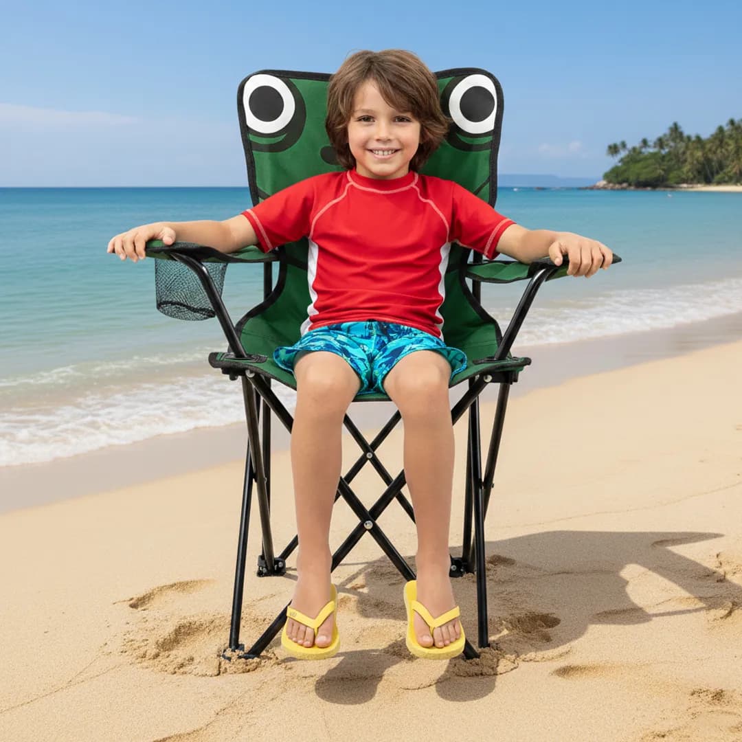 chaise Pliable de Camping pour Enfants Structure En Acier avec Porte-Gobelet et Sac de Transport - كرسي تخييم قابل للطي للأطفال - Vacance & Loisir - صورة 1