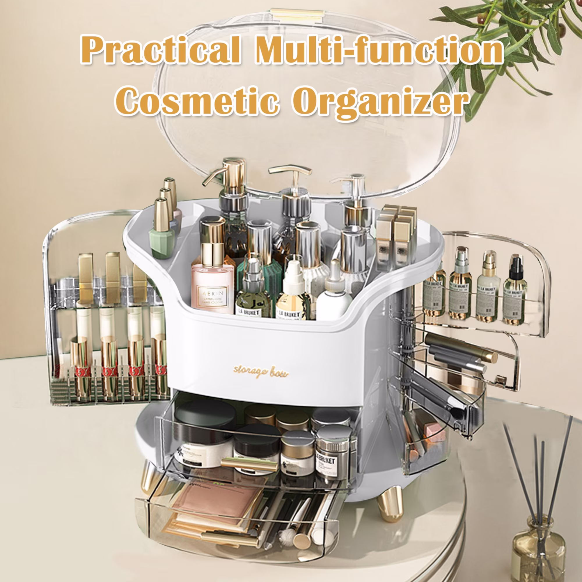 Boîte d'Organisation et Rangement de Maquillage Grande Capacité - منظم وصندوق أدراج للمكياج والمستحضرات بتصميم شفاف وعصري - Soins et Beauté - صورة 6