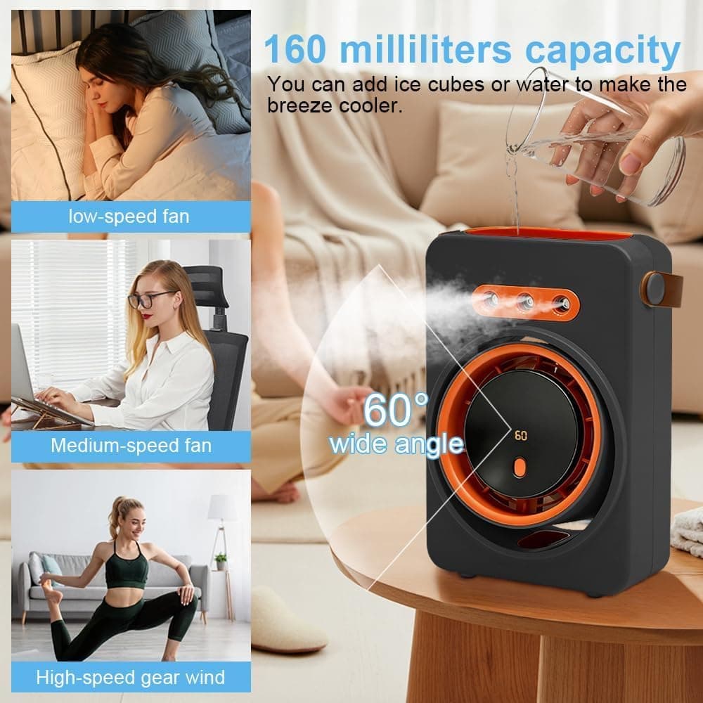 Mini Purificateur et Refroidisseur d'Air Portable 4en1 5 Vitesses - مبرد ومكيف هواء محمول 4 في 1 برذاذ الماء وبطارية قابلة للشحن - Vacance & Loisir - صورة 9
