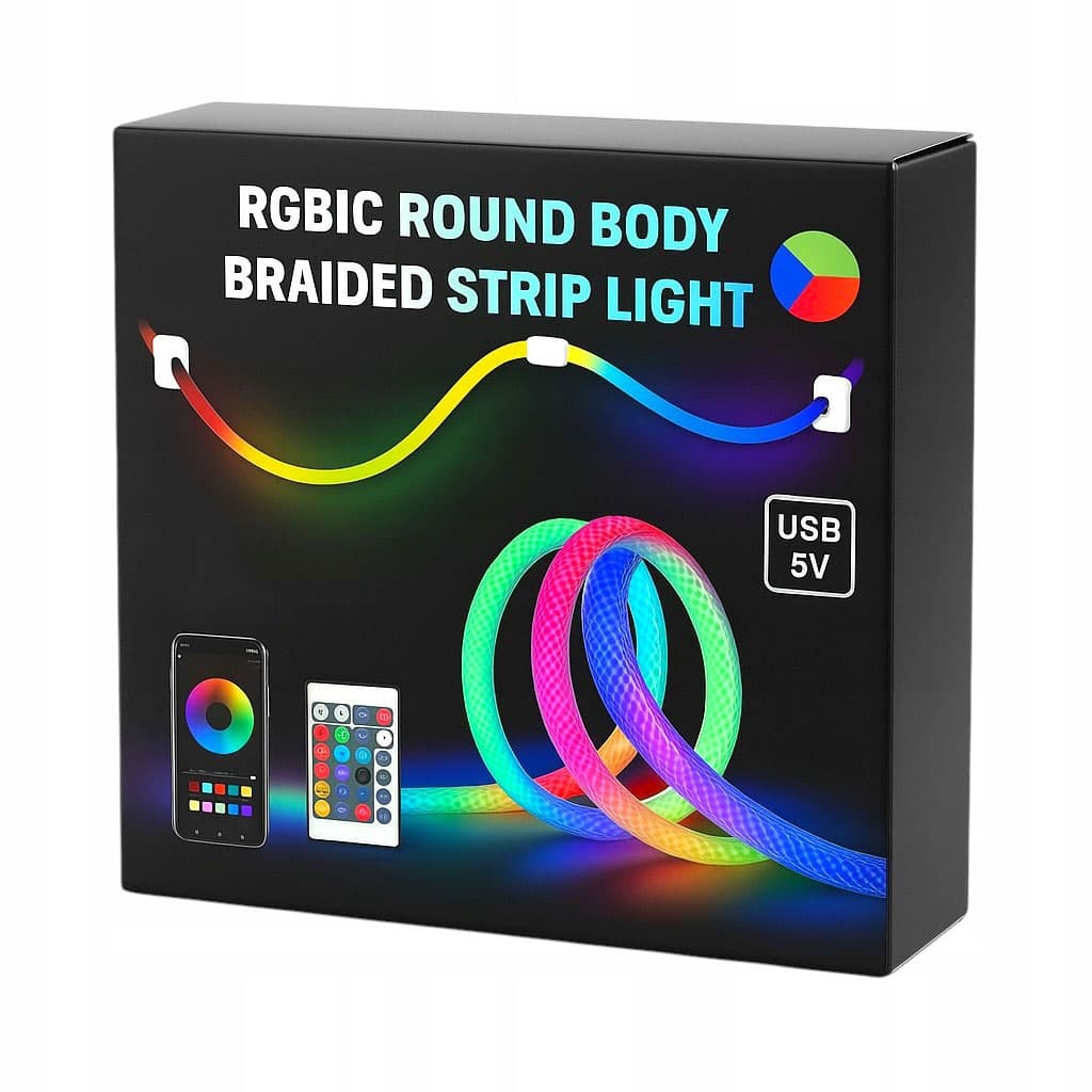 Bande LED RGB tube 360° numérique 3M 16mm USB 5V App Control - شريط إضاءة ملونة بطول 3 متر - Décoration - صورة 4