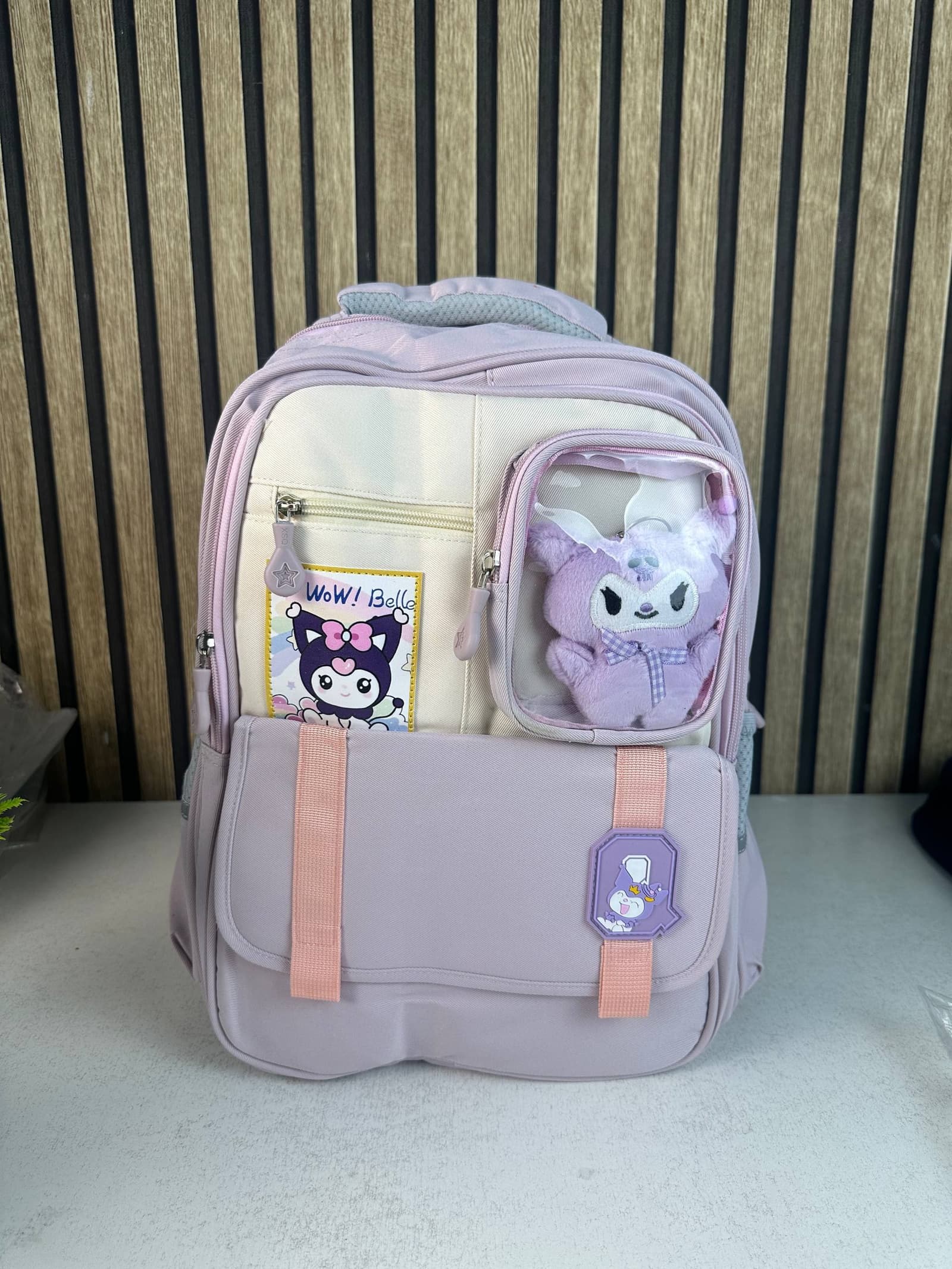 Sac à Dos Scolaire Style Kawaii Grand Volume avec Peluche Incluse Tissu Imperméable Rose SACKDS04RS - حقيبة مدرسية بتصميم كاوايي - Sac à dos et Mode - صورة حقيقية 2