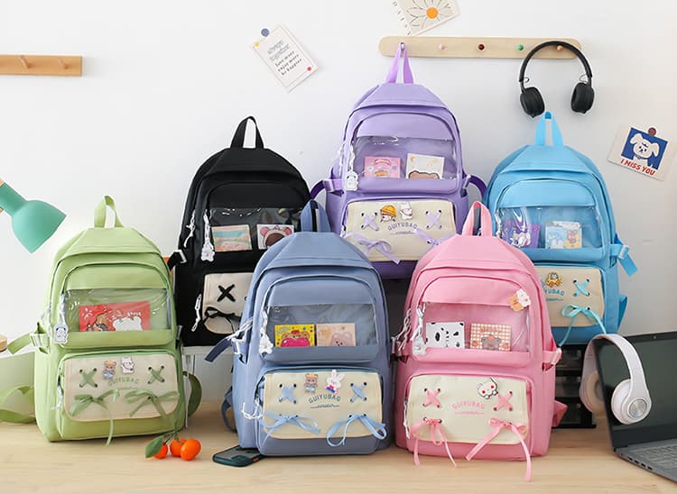 Sac à Dos Multifonctionnel Kawaii Grand Volume Imperméable et Résistant 5Pcs Mauve SACKDS11MV - حقيبة ظهر بعدة قطع بتصميم كاوايي - Sac à dos et Mode - صورة 3