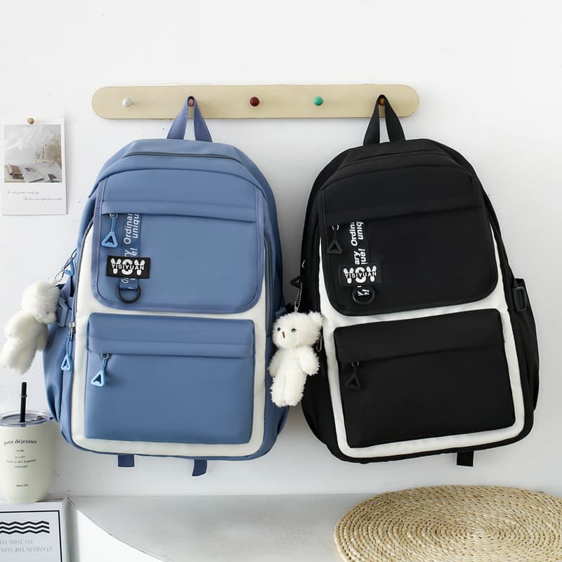 Sac à Dos Multifonctionnel Kawaii Grand Volume Imperméable et Résistant 4Pcs Noir SACKDS12N - حقيبة ظهر بعدة قطع بتصميم كاوايي - Sac à dos et Mode - صورة 2
