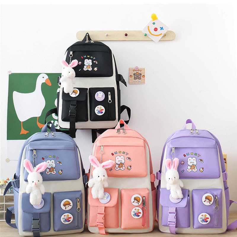 Sac à Dos Multifonctionnel Kawaii Grand Volume Imperméable et Résistant 5Pcs Mauve SACKDS15MV - حقيبة ظهر بعدة قطع بتصميم كاوايي - Sac à dos et Mode - صورة 3