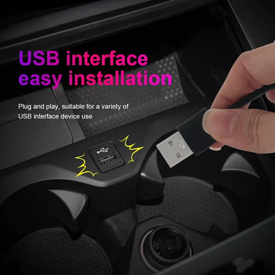 Bande lumineuse Fibre optique Led fluo RGB USB pour intérieur de voiture - Accessoires Auto/Moto - صورة 6
