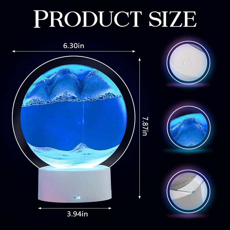 Sablier Lampe led 3D tactile USB en verre avec télécommande - Décoration - صورة 4