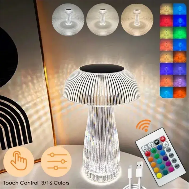 Veilleuses transparentes avec télécommande tactile en forme de champignon - Décoration - صورة 1