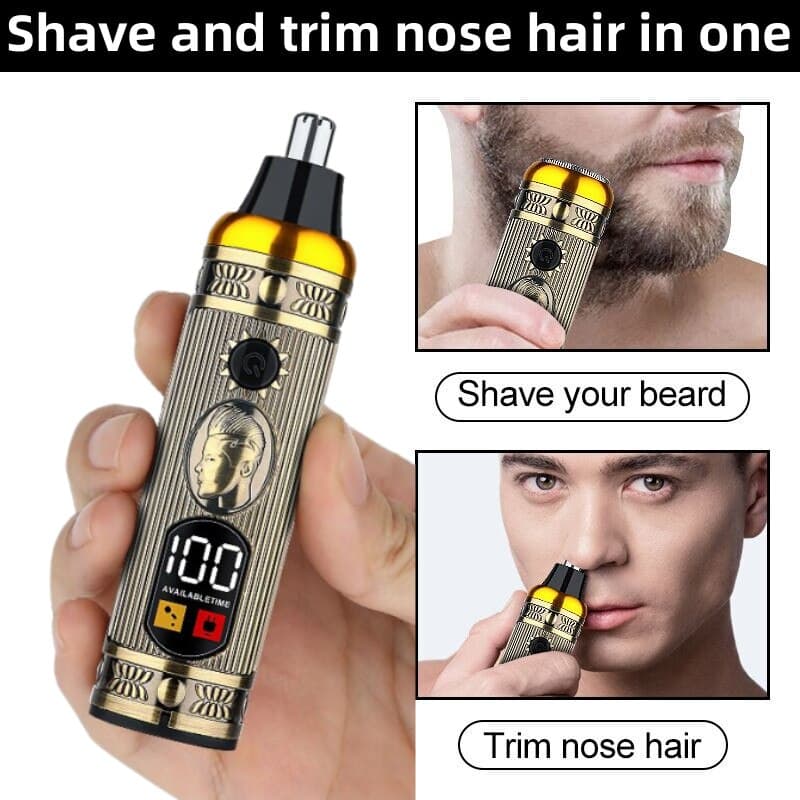 Ensemble de rasoir électrique pour hommes, tondeuse pour barbe et nez, chargeur USB, avec écran LCD - Soins et Beauté - صورة 2