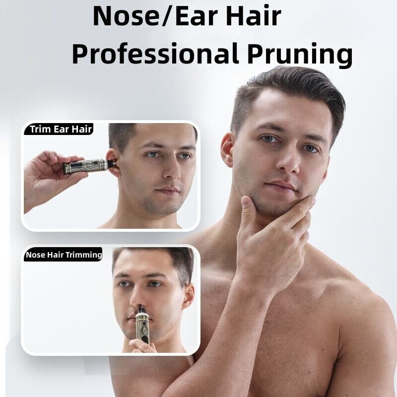 Ensemble de rasoir électrique pour hommes, tondeuse pour barbe et nez, chargeur USB, avec écran LCD - Soins et Beauté - صورة 11