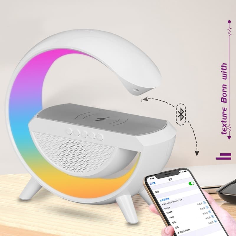 Lampe De Chevet RGB intelligente type Big G Wireless Charger / Speaker Bluetooth 5.2 HM-3201 | YN-2209 - Électronique - صورة 4