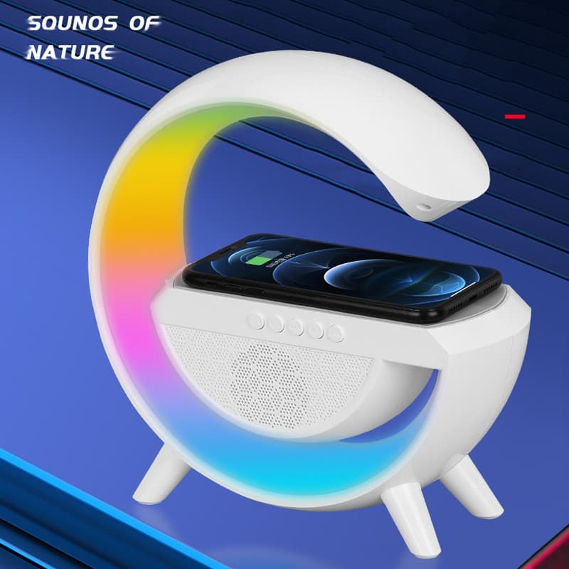 Lampe De Chevet RGB intelligente type Big G Wireless Charger / Speaker Bluetooth 5.2 HM-3201 | YN-2209 - Électronique - صورة 5