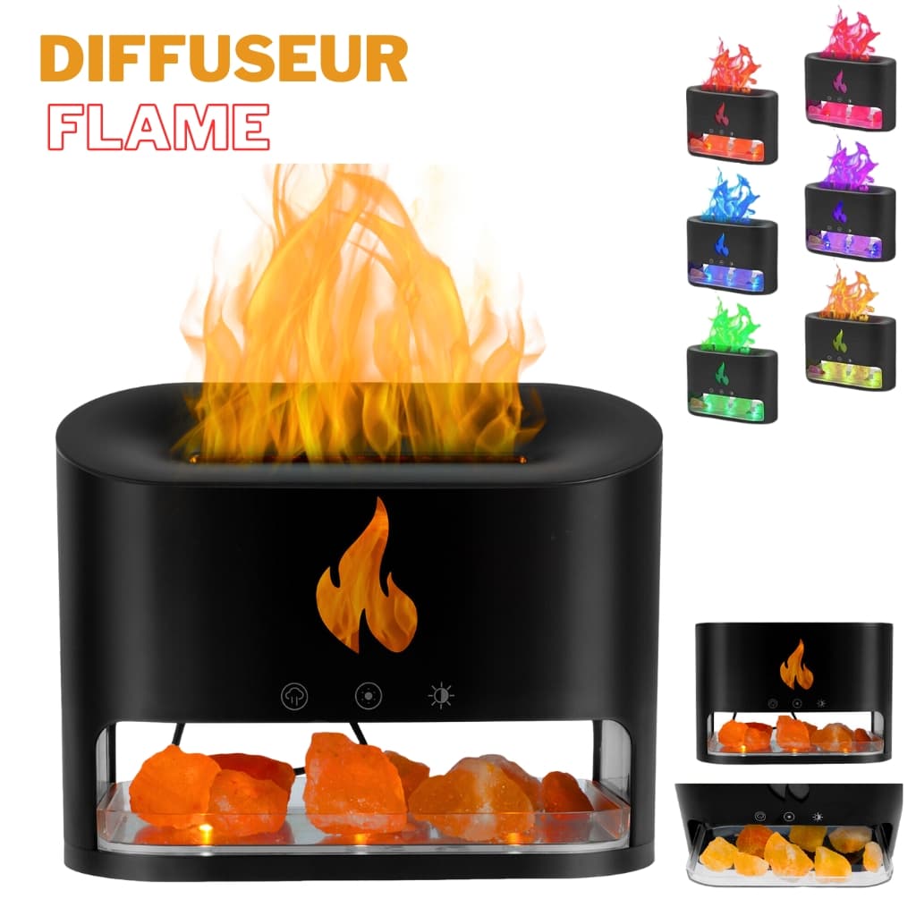 Diffuseur d'huiles essentielles flamme avec des roches de sel de cristal 250ML - موزع روائح الزيوت العطرية باللهب مع صخور الملح الكريستالي 250 مل - Décoration - صورة 1