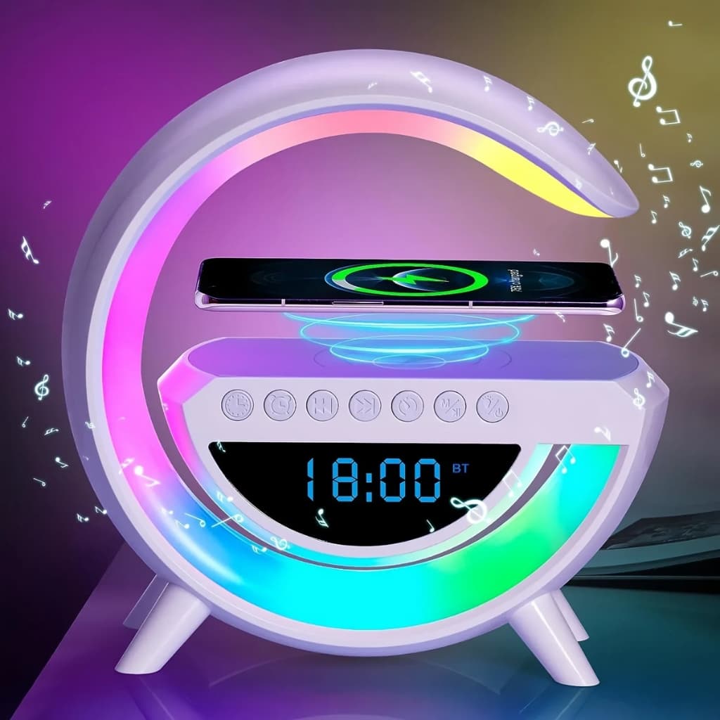 Réveil et Haut-parleur Bluetooth RGB intelligente type Big G Wireless Charger V3 - BT-3401 - Électronique - صورة 1