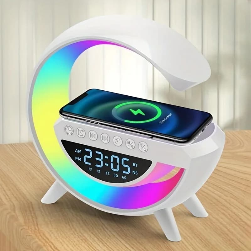 Réveil et Haut-parleur Bluetooth RGB intelligente type Big G Wireless Charger V3 - BT-3401 - Électronique - صورة 2