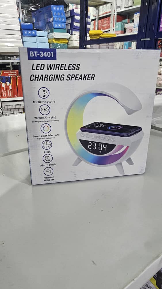 Réveil et Haut-parleur Bluetooth RGB intelligente type Big G Wireless Charger V3 - BT-3401 - Électronique - صورة حقيقية 6