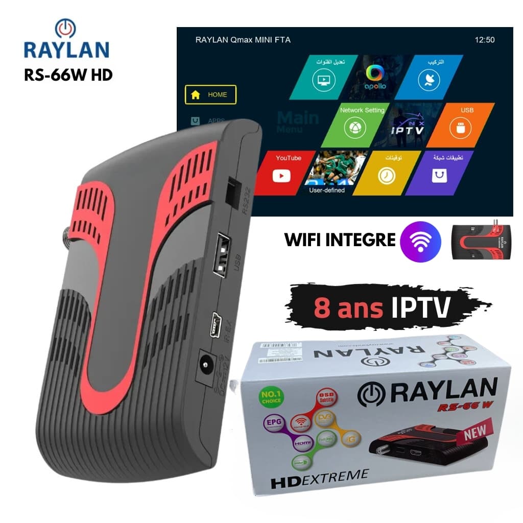 Raylan RS-66W HD Digital Satellite TV Receiver Avec Clé wifi Intégré - Électronique - صورة 1