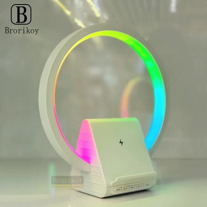 Lampe de chevet avec chargeur sans fil, haut-parleurs Bluetooth rechargeables support de charge rapide, 15W BT-256 - Électronique - صورة 12
