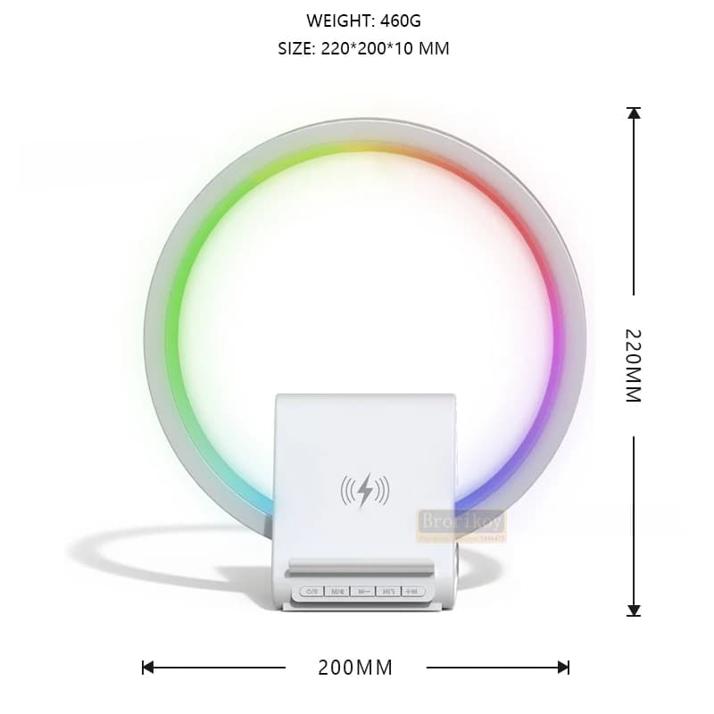 Lampe de chevet avec chargeur sans fil, haut-parleurs Bluetooth rechargeables support de charge rapide, 15W BT-256 - Électronique - صورة 5