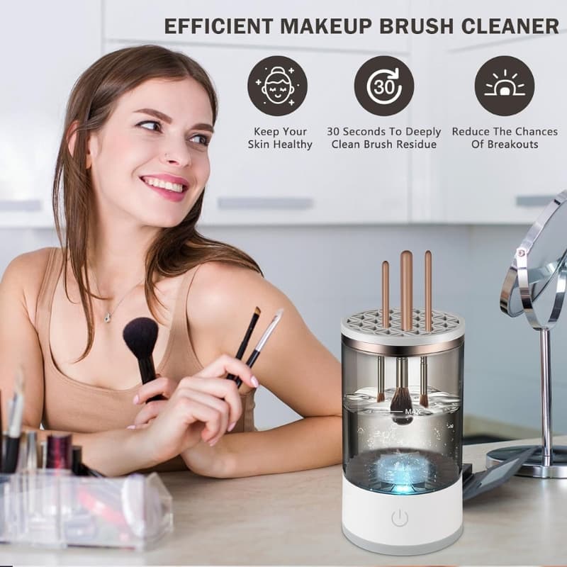 Machine de nettoyage de pinceaux maquillage électrique portable 3en1 - منظف ومجفف فرش المكياج الأوتوماتيكي - Soins et Beauté - صورة 3