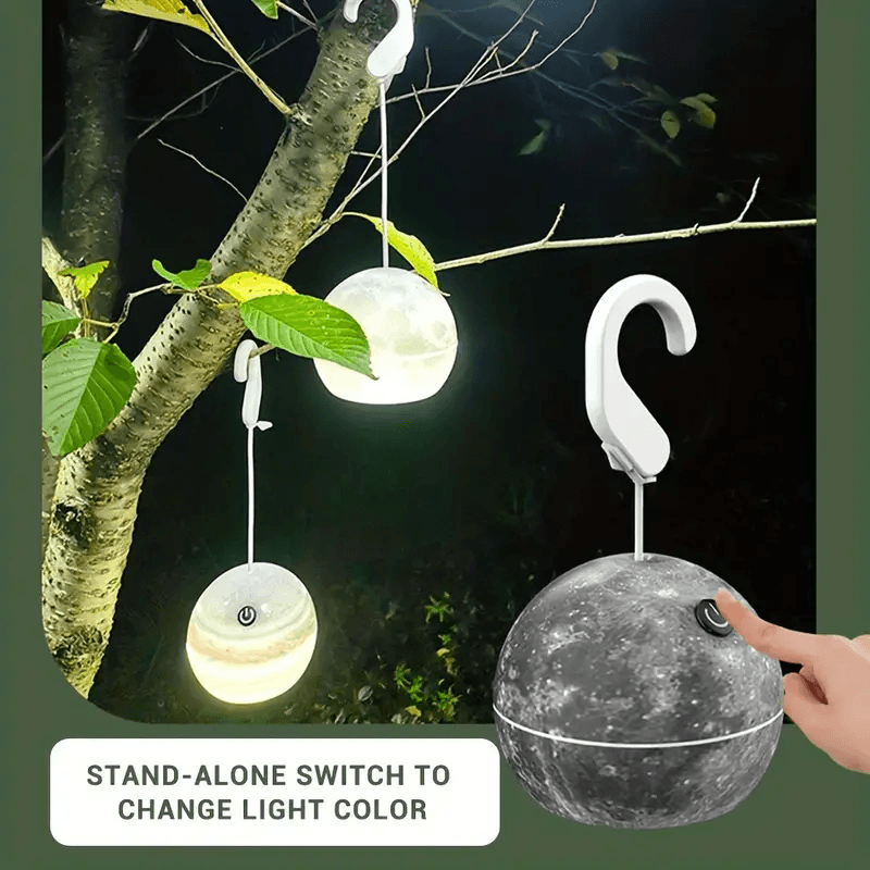 Lampe Led Suspendue En Forme De Boule Décorative, Rechargeable Par Usb, Pour Camping Intérieur Et Extérieur, En Forme De Lune Ou De Terre, 1 Pièce - Décoration - صورة 1