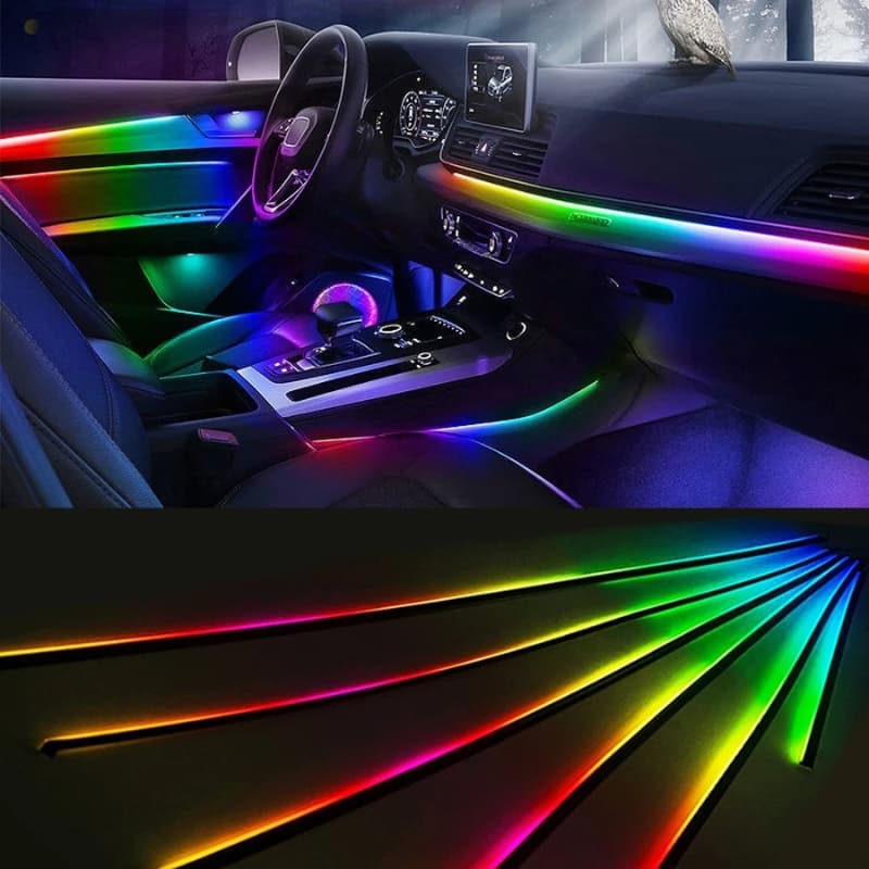 Bande lumineuse LED en néon RGB pour intérieur de voiture, éclairage suivi son d'ambiance Avec app et télécommande - Accessoires Auto/Moto - صورة 2