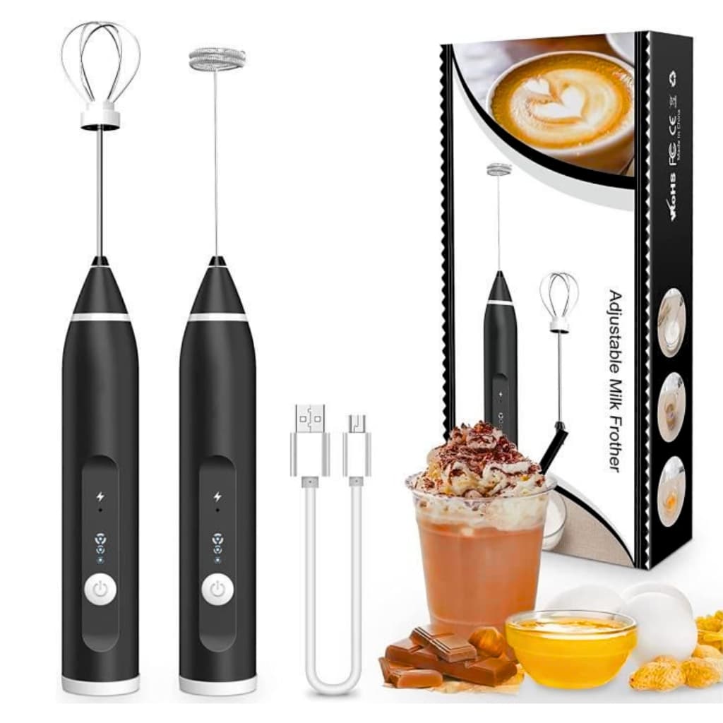 Mousseur à Lait, USB Rechargeable Portable mini fouet electrique 3 Vitesses avec Dual Fouet Tête Spirale - Cuisine - صورة 1