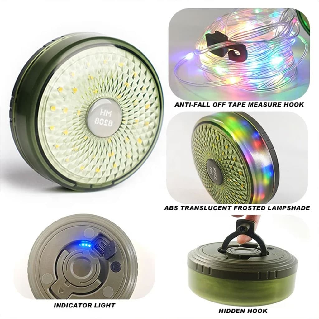 Lumière de camping LED multifonctionnelle, chargeur USB, chaîne d'atmosphère colorée - Camping et Randonnée - صورة 6