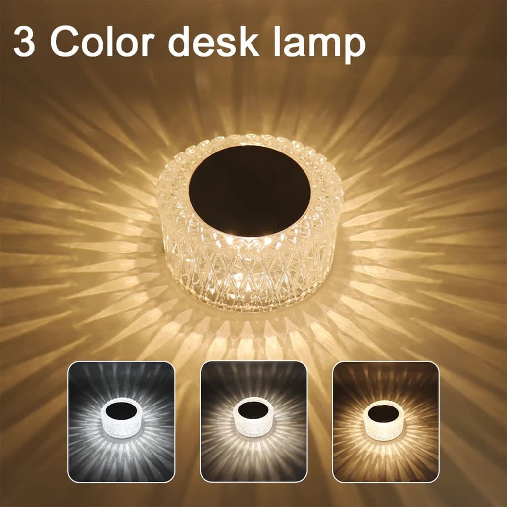 Lampe de Table en Cristal à Gradation tactile, Veilleuse Rechargeable par USB - Décoration - صورة 6