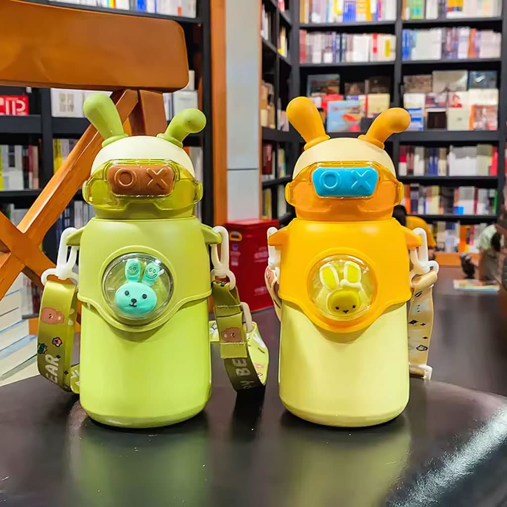 Bouteille Thermos en Acier Inoxydable 500 ml avec Paille, Motif Lapin pour Enfants - Divers - صورة 3