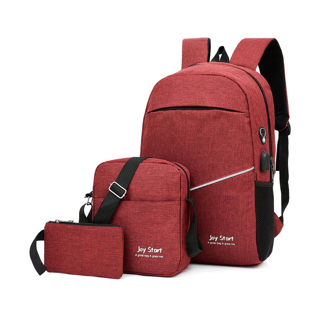 3 PCS Sac à dos multifonctionnel Avec Sortie USB ET Sortie kit-man - Grenat - Sac à dos et Mode - صورة 1