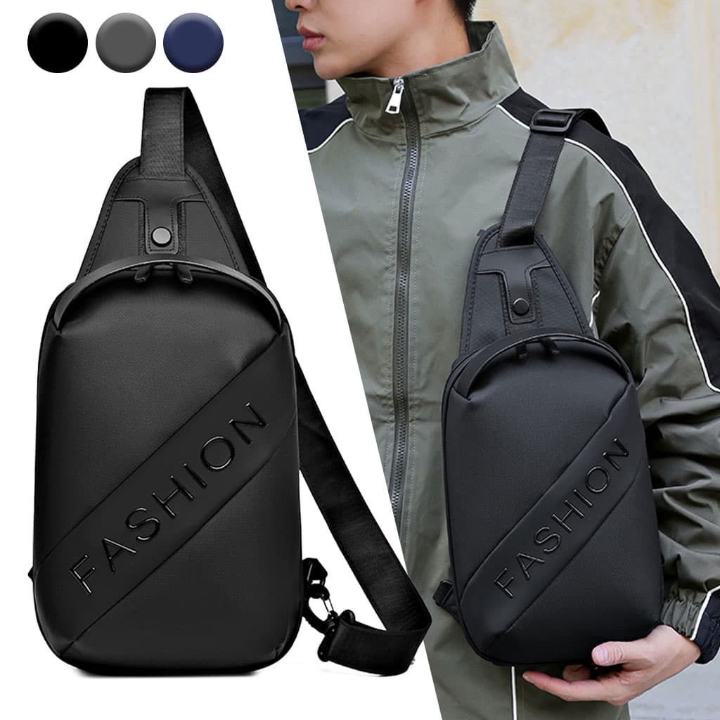 Fashion Black Sac de poitrine décontracté pour hommes avec bandoulière LX068 - Noir - Sac à dos et Mode - صورة 1
