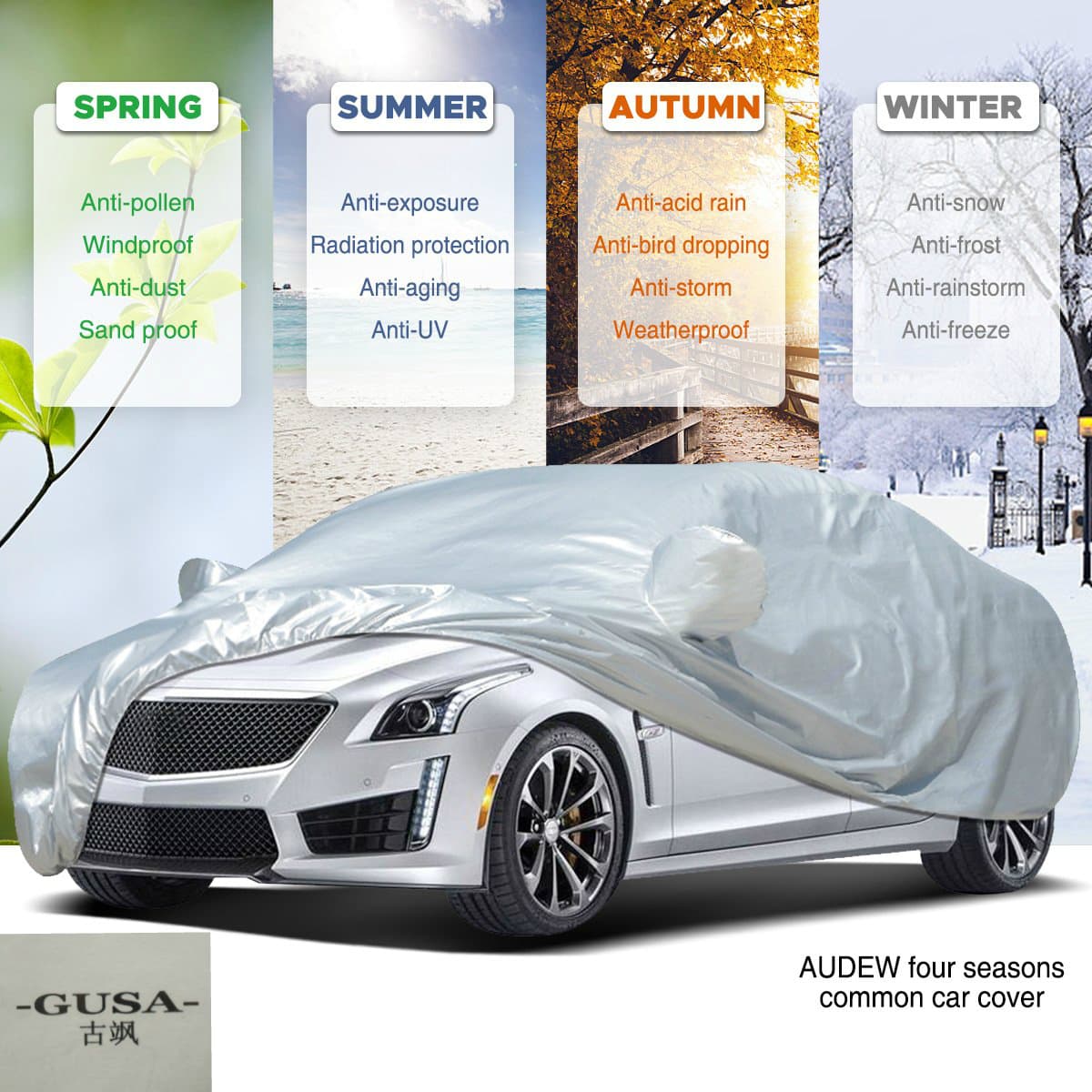 Bâche Auto Housse de Protection 4 Saisons (Tout types de voiture) /M/L/XL - Accessoires Auto/Moto - صورة 7