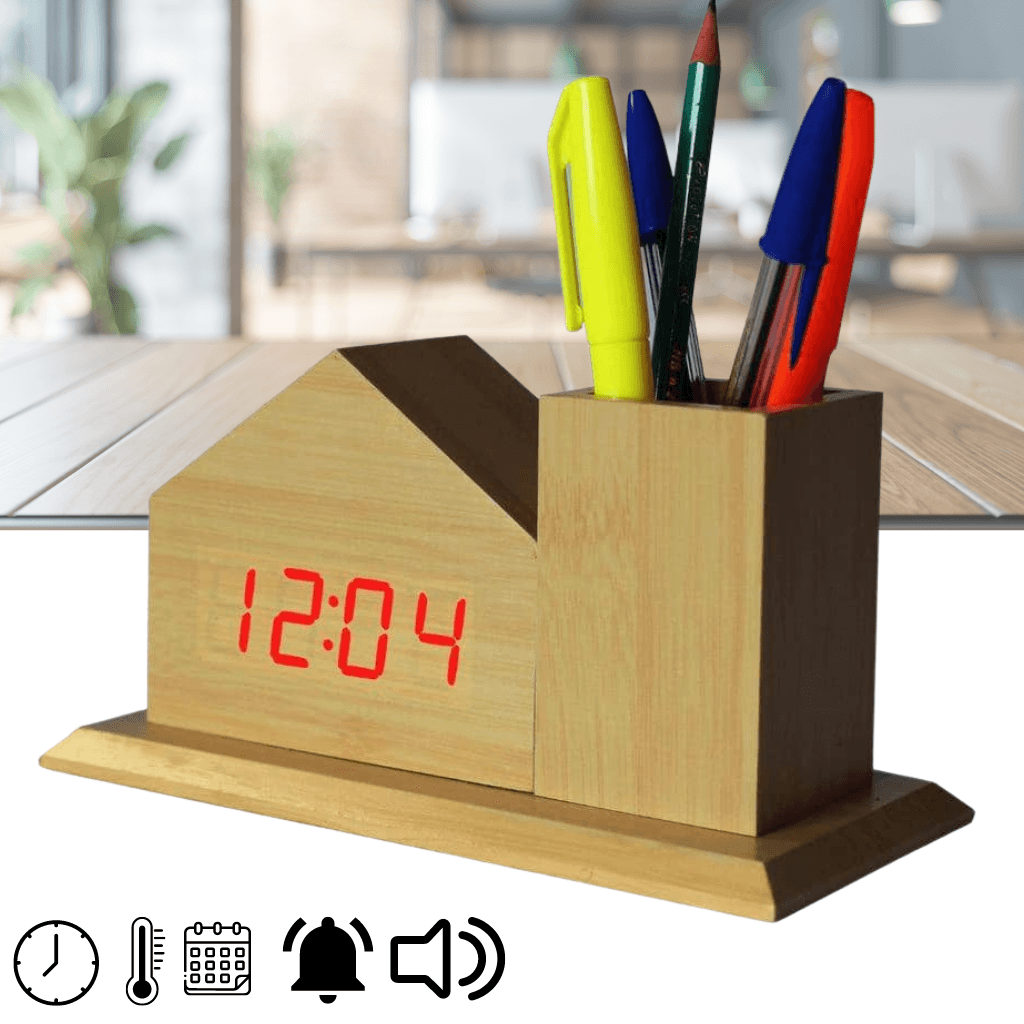 Digital Wooden Clock Sound Control VST-879 - Électronique - صورة 1