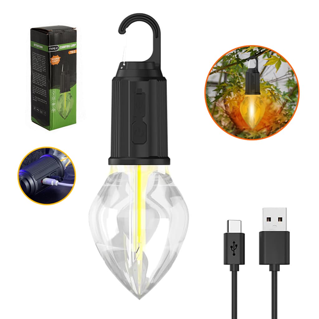 Lampes rechargeables avec crochet à clip, 3 modes d'éclairage - Camping et Randonnée - صورة 1