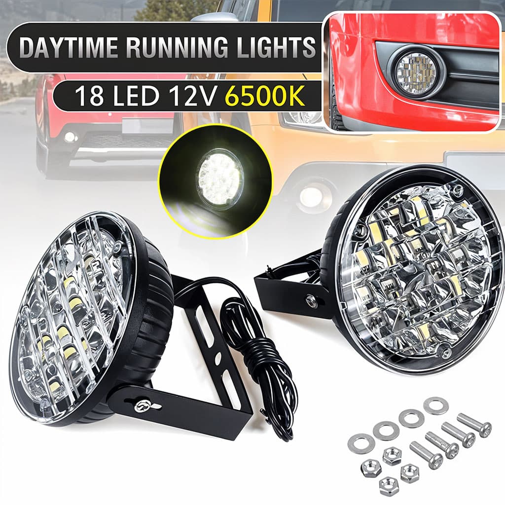 Feux Antibrouillard 2 Pièces 12V 18LED Pour Toutes Les Voitures - Électronique - صورة 1
