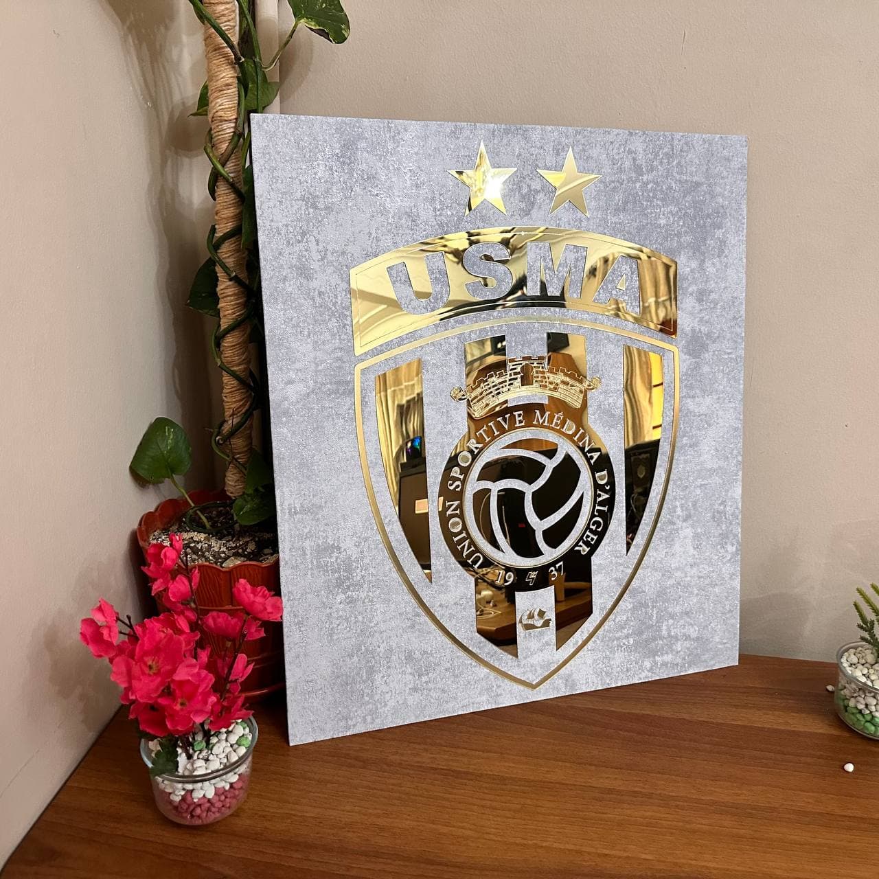 Cadre en Acrylique Effet Gold Miroir Motif Club USMA - Décoration - صورة حقيقية 6