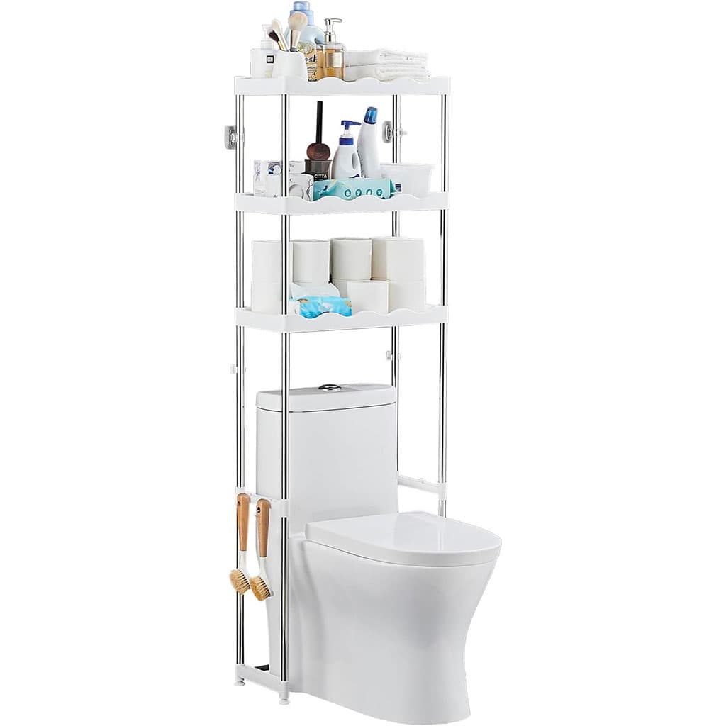 Étagère de salle de bain au-dessus des toilettes à 3 niveaux - Maison - صورة 6