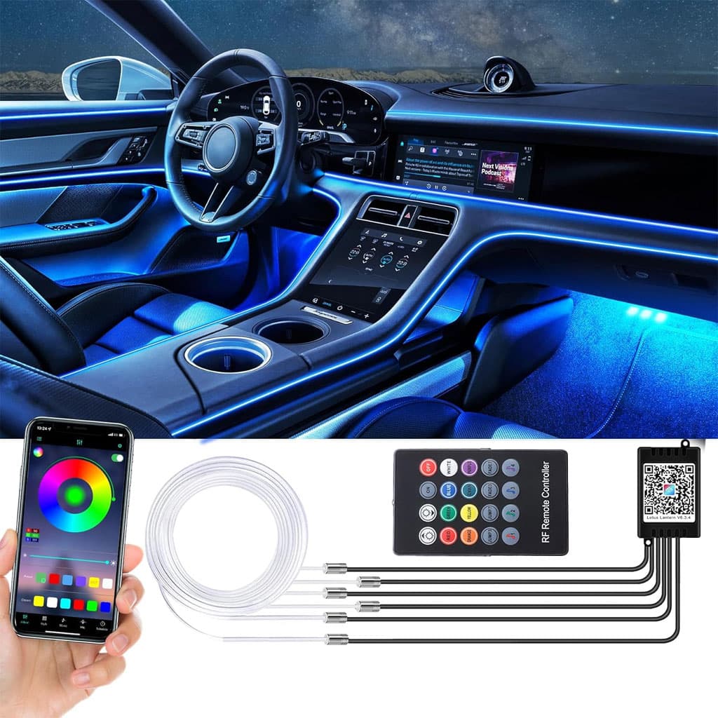 Lumière Ambiante RGB Pour l’Intérieur de Voiture avec Télécommande + APP Contrôle - Accessoires Auto/Moto - صورة 1