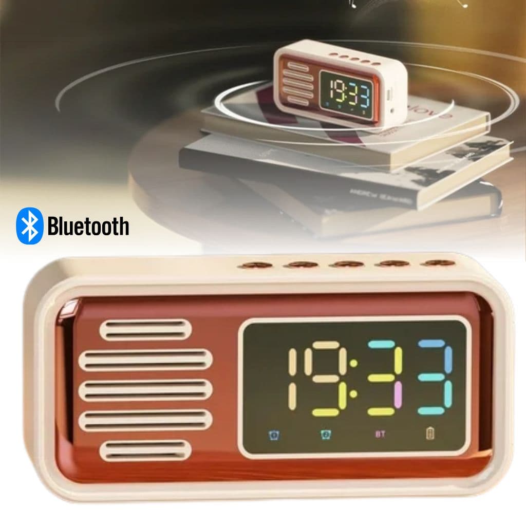 Réveil Bluetooth Rétro avec Haut-Parleur et Fonction IPX5 – ساعة منبه بلوتوث مع مكبر صوت - Électronique - صورة 1