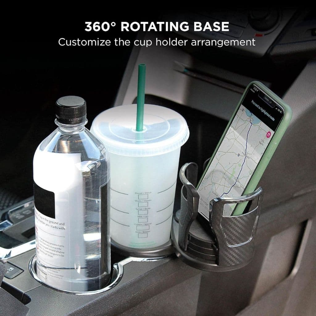 Porte-Gobelet Voiture Extensible 2-en-1 avec Base Rotative à 360° – حامل أكواب مزدوج قابل للتوسيع - Accessoires Auto/Moto - صورة 6