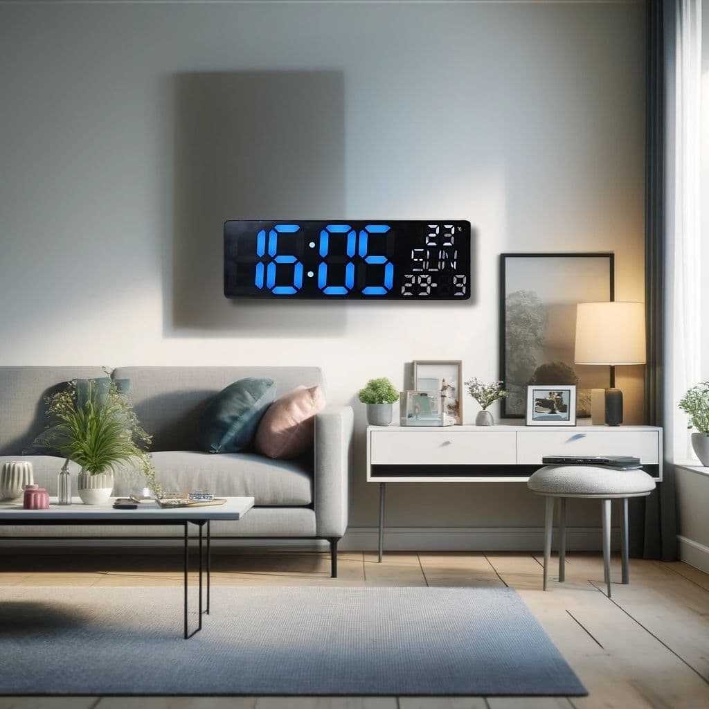 Horloge Numérique Murale et Table LED à Éclairage Bleu Inférieur – ساعة رقمية للحائط و المكتب بإضاءة سفلية زرقاء - Électronique - صورة 6