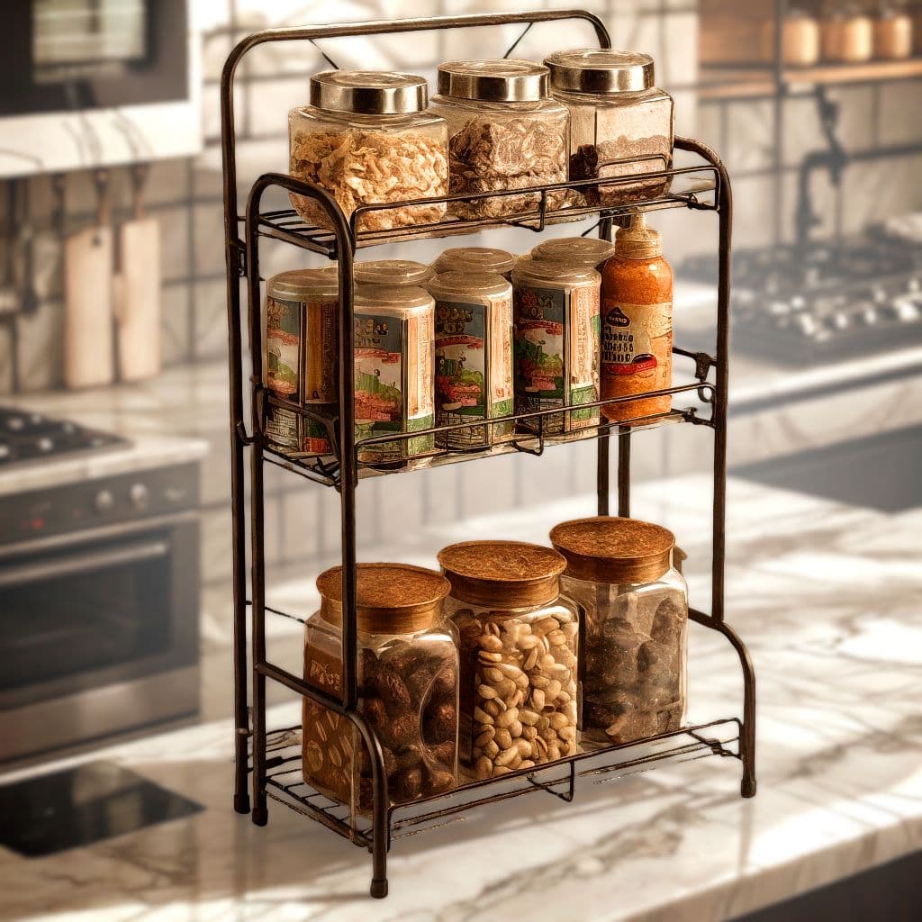 Étagère de Rangement à 3 Niveaux 59x19x35cm – وحدة رفوف تخزين بثلاث طبقات - Cuisine - صورة 1
