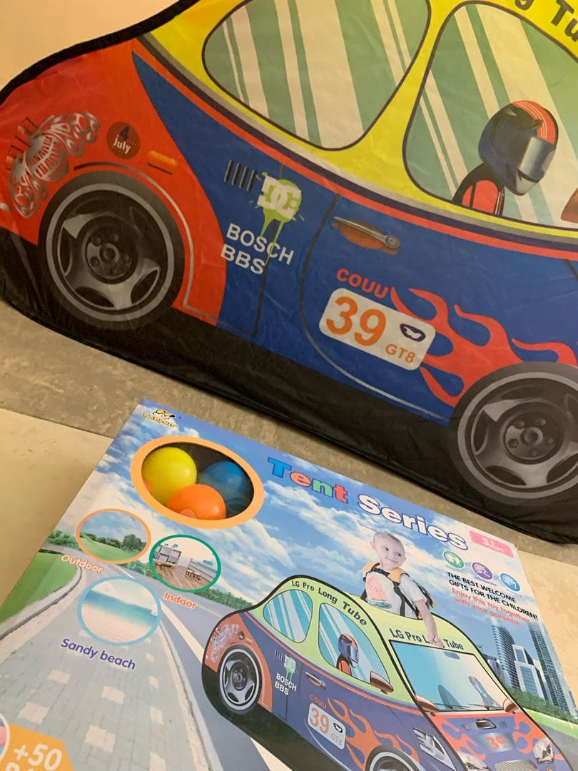 Tente de Jeu Voiture de Course Pop-Up pour Enfants – خيمة لعب سيارة سباق للأطفال مع 50 كرة بلاستيكية - Jouet & Gaming - صورة حقيقية 8