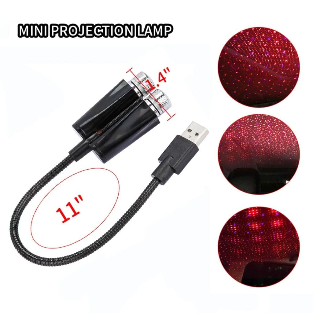 Double Projecteur Étoilé LED pour Intérieur de Voiture USB – إضاءة سقف السيارة - Accessoires Auto/Moto - صورة 2