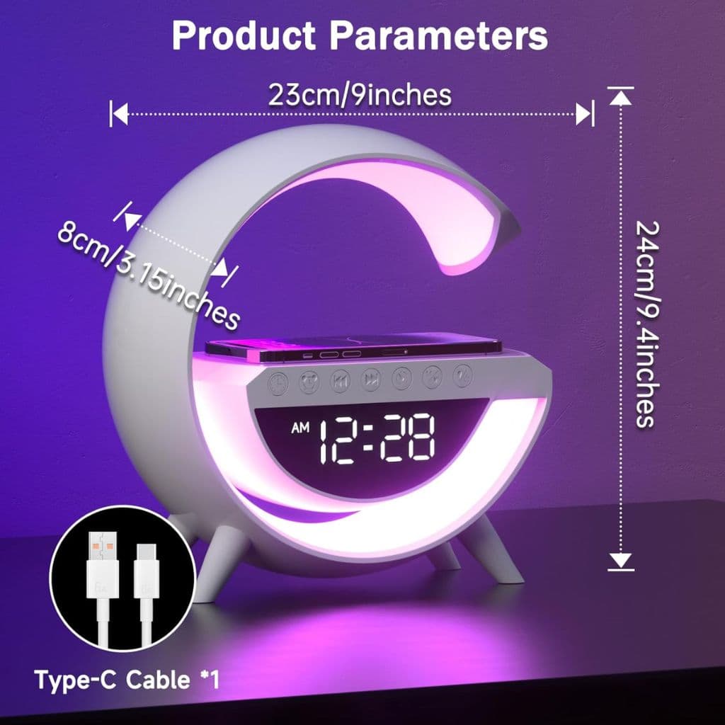 Lampe d'Ambiance LED avec Chargeur Sans Fil et Enceinte Bluetooth - مصباح مع شاحن لاسلكي ومكبر صوت بلوتوث - Électronique - صورة 2