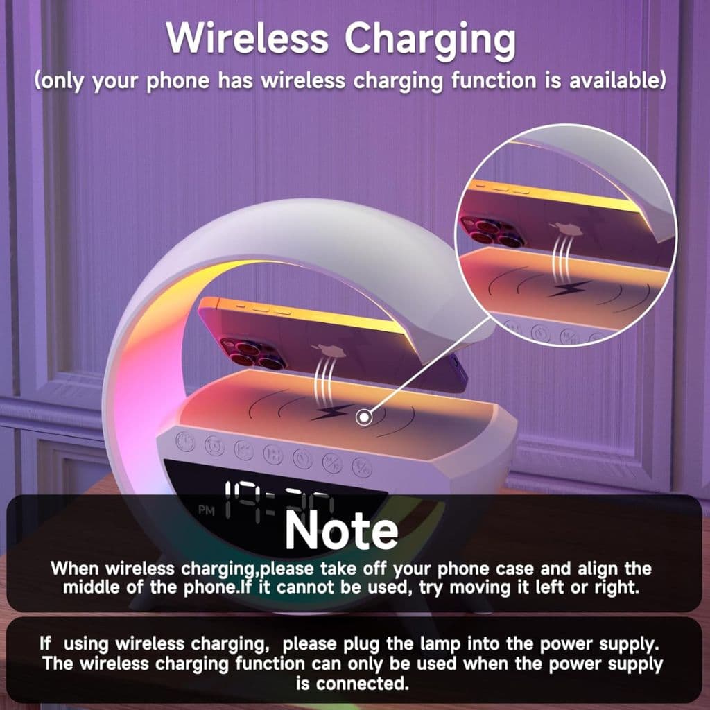Lampe d'Ambiance LED avec Chargeur Sans Fil et Enceinte Bluetooth - مصباح مع شاحن لاسلكي ومكبر صوت بلوتوث - Électronique - صورة 6